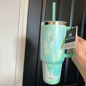 40 oz jelly green hydro flask tumbler water bottle with straw